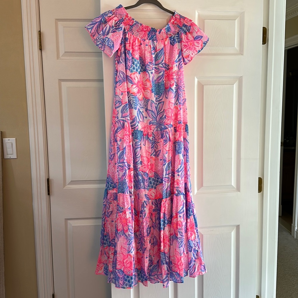 NWT Lilly pulitzer Dezi off the shoulder maxi dress size small